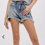 One Teaspoon - High Wait Bonita Jean Shorts Denim Raw Hem Distressed Festival Photo 0