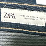 ZARA Women’s Dark Wash Straight Leg Jeans Size 2 / 34 | Cargo Pocket Detail Photo 3