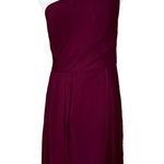 David's Bridal Crinkle Chiffon One Shoulder Burgundy Cocktail Dress Wedding 12 Photo 0
