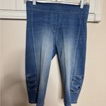 Luxe  Denim Cropped Jeans with Lattice Detail Photo 10