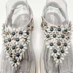 Siketu Gray Floral Beaded Embellished Slingback Thong Sandals, EUC, Size 8 Photo 3