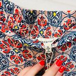 Max Studio NWT  pleated wide leg pants cropped paisley navy blue ornage size XL Photo 5