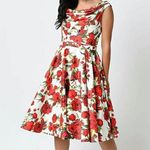 Unique Vintage Rose Belted Fleur Swing Dress Photo 0