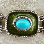 Liz Claiborne Enamel & Faux Turquoise Link Bracelet Photo 0