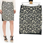 Diane Von Furstenberg  Emma Leopard Print Pencil Skirt‎ Black Size 12 Photo 1