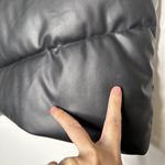 ZARA  Faux Leather Full Zip-Up Black Hooded Puffer Gilet Jacket Women's Size XS Photo 9