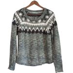 Maurice's Gray Charcoal Black and White Fair Isle Print Knit Sweater Photo 0