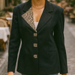 Vintage 80s Virgo II Asymmetric Leopard Collar Cropped Jacket Fall 12 Black Photo 0