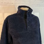 J.Crew Long Sleeve Sherpa Mock Neck Henley Buttons Pullover Navy Sweater Size S Photo 1