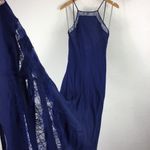 Lovers + Friends Slip Maxi Dress Medium Sheer Bliss Navy Lace Low Back Wedding Photo 12