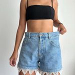 Vintage Denim Shorts with lace trim Waist 31'' USA made Blue Photo 2