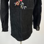 Johnny Was NWOT  Suede Embroidered Floral Coat Jacket Pockets Black Size S Photo 7