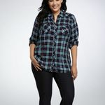 Torrid  Blue Plaid Flannel Button Up Long Sleeve Camp Shirt Size 1X Photo 1