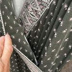 Garnet Hill Like New  Wrap Dress Green Floral Batwing Sleeve Maxi Dress Medium Photo 5