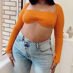 Princess Polly  Becca Long Sleeve Crop Top in Orange Curve Photo 7