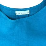 Bryn Walker  Blue Turquoise Linen Bell Sleeve Scoop Neck Hi-Low Blouse size L Photo 4