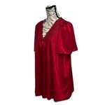 Vanity Fair Vintage Red Lace Pajama Top Women’s L | Button Up Nightgown Blouse Photo 2