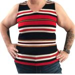 Avon Fashions Large Sleeveless Tank, White Black Red Gold Tank Top, 70s Tank Top Photo 7