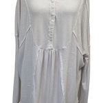Free People  Relaxed Oversized Waffle Knit Henley Tunic Top White size Small Photo 0