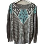 Urban Outfitters Ecote UO Pullover Knit Sweater Womens Size M Turquoise Gray Western Boho Photo 7