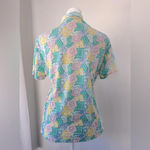 Vintage ‘90s David Smith Pastel Cottagecore Print Short Sleeve Polo Shirt Green Size M Photo 5