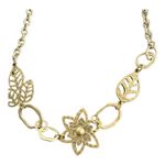 Lia Sophia  Golden Girl Hammered Floral Leaf Pendant Necklace Chain Adjustable Photo 1