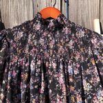 CeCe Black Floral Tiered Chiffon Long Sleeved Dress M Photo 4