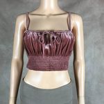 SheIn Soft Velvet Smocked Mauve Crop Top NEW Size 6 Medium Photo 1