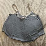 Victoria's Secret Victoria’s Secret Small Paisley Blue Ribbed Lace Cropped Pajama Tank Top Photo 0