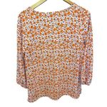 Mario Serrani  Women's Orange & Pink Cherry Blossom Floral‎ Blouse V-Neck, Medium Photo 7