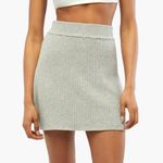 We Wore What NWT Cable Knit Mini Skirt in Light Heather Grey Size XL Photo 1