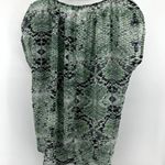 CAbi Darby Snakeskin Print Tie Front Blouse Cap Sleeve Pullover Casual Green S Photo 4