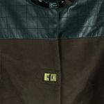 Etcetera  Leather Trim Long Coat Jacket Turnlock Closure Brown Size 6 Photo 6