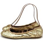 Sam Edelman Felicia Gold Glitter Ballet Slipper Flats Preppy Classic Size 7.5 Photo 4
