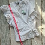 Ganni  White V-Neck Ruffled Wrap Top Women's Size XS Photo 5