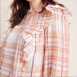 Anthropologie  current air plaid structured ruffle organza peasant top sz S Photo 1