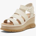Sorel Womens Beige Wedge Sandals With Adjustable Straps & Chunky Sole Photo 0