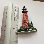 Vintage Decorative resin Lighthouse Brooch pin red brick black top Photo 1