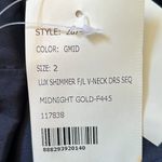 Dessy Collection Metallic Navy Blue Ruffled Sleeve A Photo 10