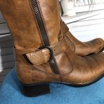 Crown Over The Knee Boots vtge Steampunk Caramel Brown genuine Leather Size 6 5 Photo 5