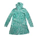 Coolibar UPF 50+ Catalina Beach Teal Green Paisley Hooded Cover Photo 7