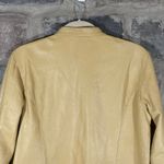 Chico's Chico’s Genuine Leather Zip Jacket Size 1 (M)  Yellow Tan Moto Style‎ Full Zip Photo 6