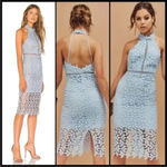 Bardot EUC  Gemma Dress in Dusty Blue 4 Revolve Lacy Classy Embroidered Floral Photo 1