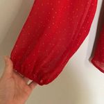 Kensie  Red and White Dot Wrap Blouse Size Extra Small Photo 2