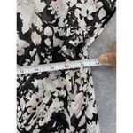 EXPRESS  Women's Blouse Smocked Shoulders Floral Black Pink Medium Short Sleeve Photo 9