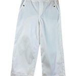 Spanx  Crop Pants Wide Leg Twill White Pull On Flap Pockets Women’s Size Large Photo 2