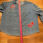 Women's Blue Denim Jacket with Floral print Size L Photo 6