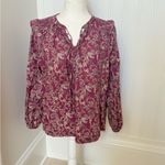 AVARA Boho Paisley Ruffle Blouse – Size Large Red Photo 8
