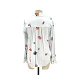 Anthropologie  County Fair Top Blouse Embroidered Floral Button Down White Size 0 Photo 5