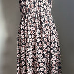 Loft Medium Outlet Pink Black Floral Midi dress Boho Cottage core Whimsigoth Photo 0